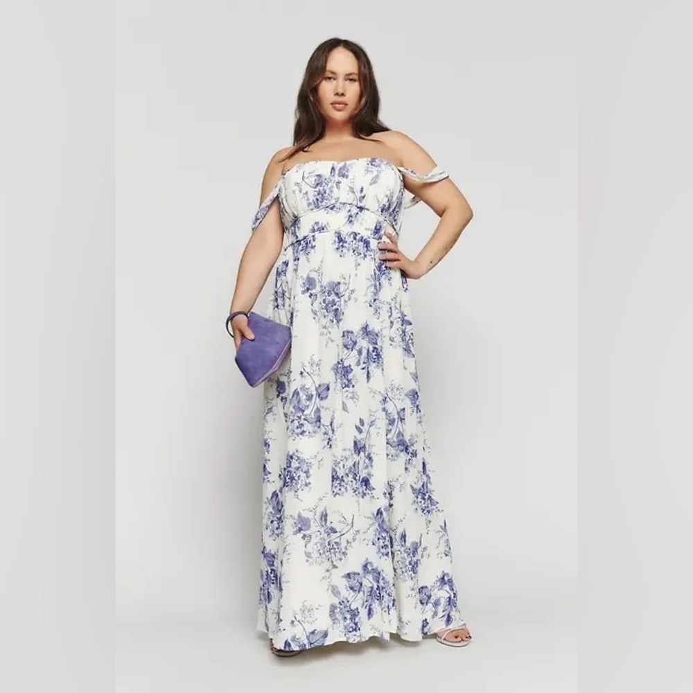 BHLDN REFORMATION Jayde Pale Blue Floral Maxi Dress Size 2 NWT - Picture 1 of 13